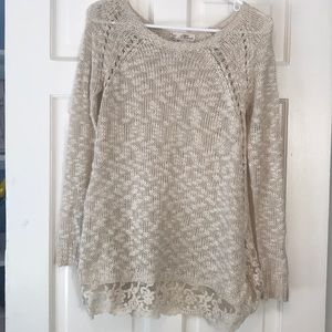 Semi sheer sweater with lace detailing-like new*